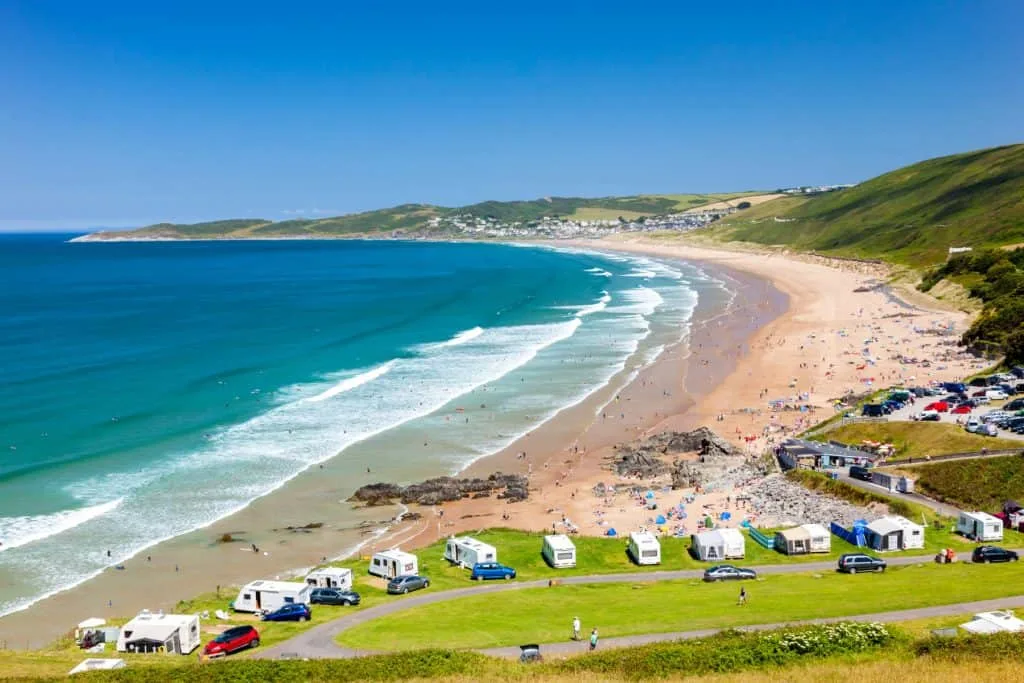 Overlooking the beautiful golden sandy beach at Putsborough Sands Devon England UK Europe