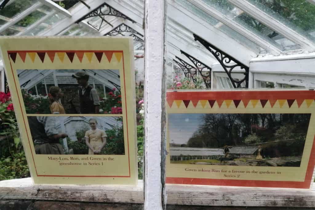 Behind the scenes photos of the filming of Malory Towers in the green house of Hartland Abbey