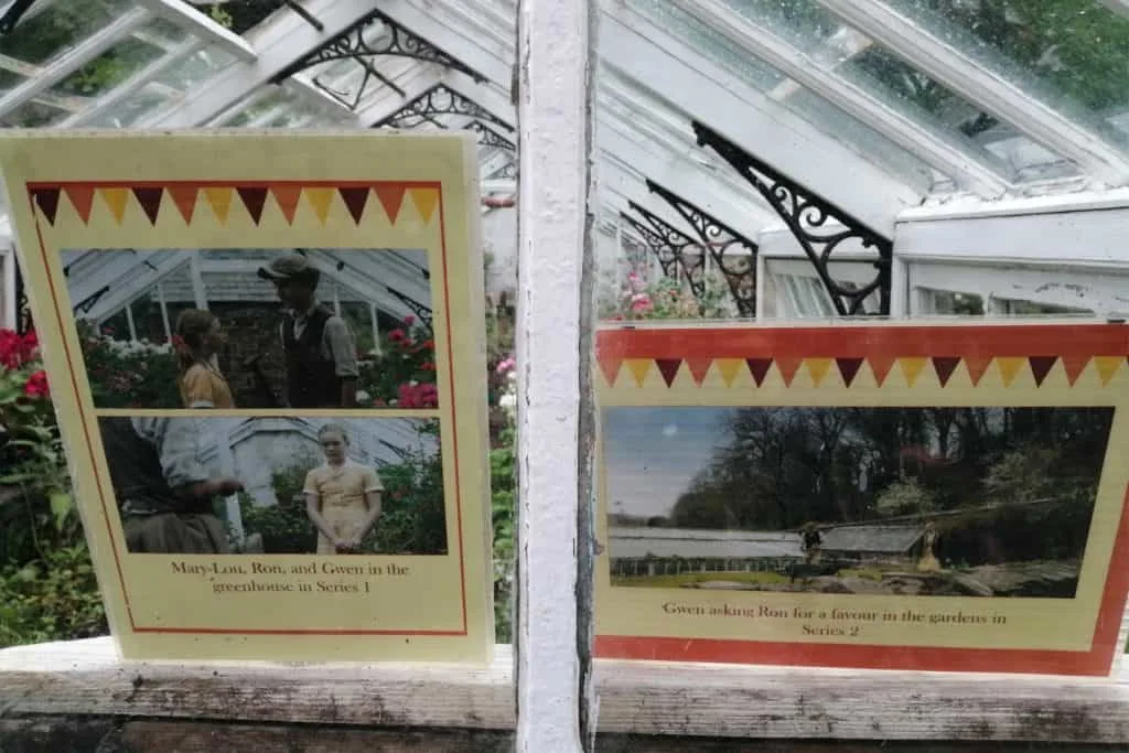Behind the scenes photos of the filming of Malory Towers in the green house of Hartland Abbey