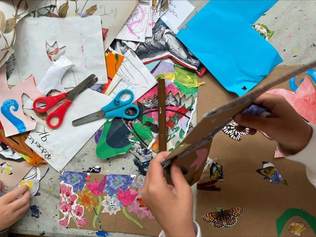 Craft materials laid out on a table