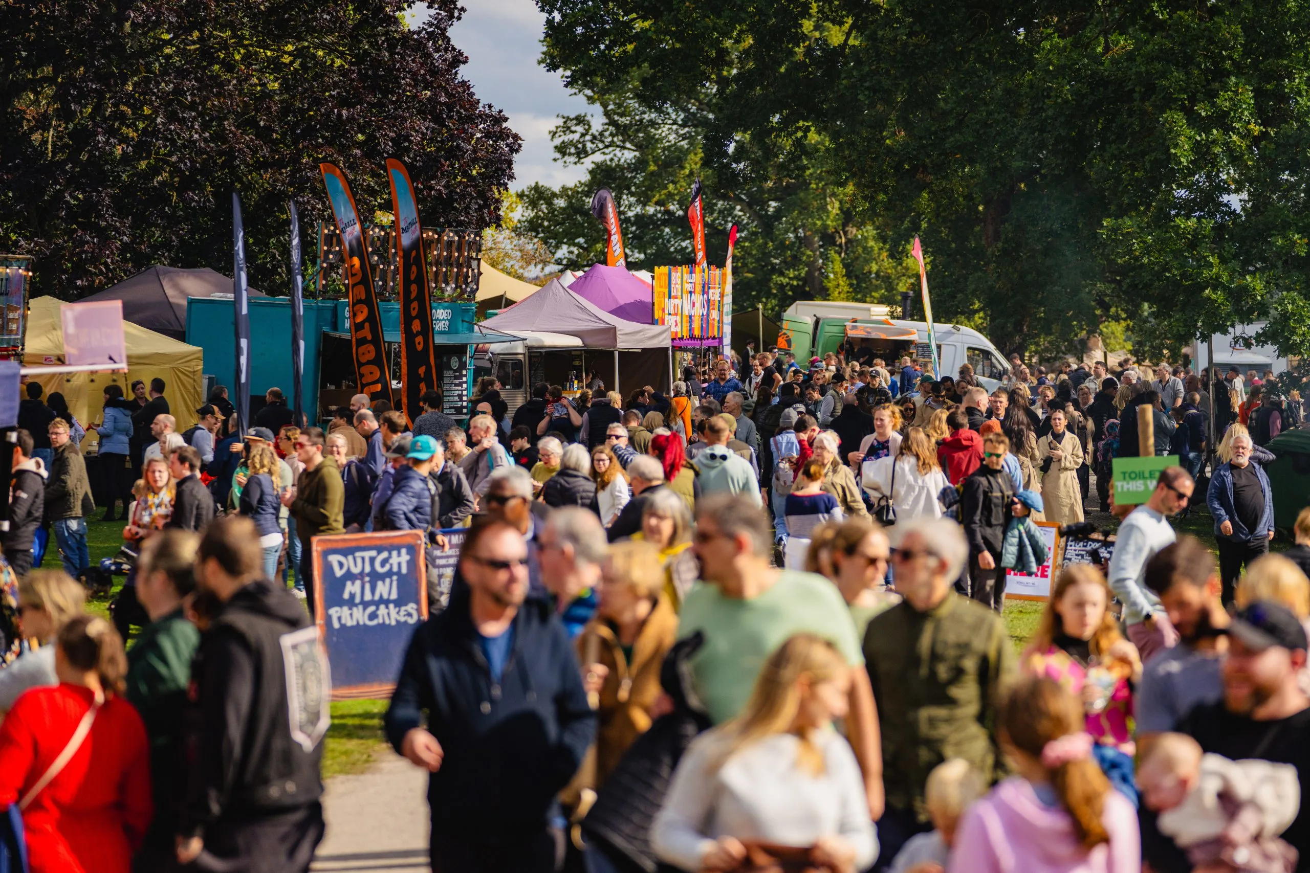 Crowds of people at Powderham Food Festival 