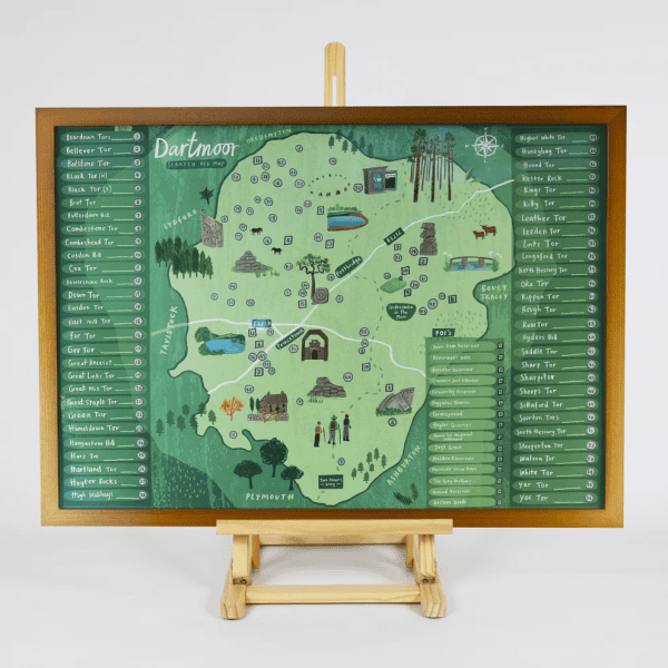 Dartmoor Scratch Off Map in a frame