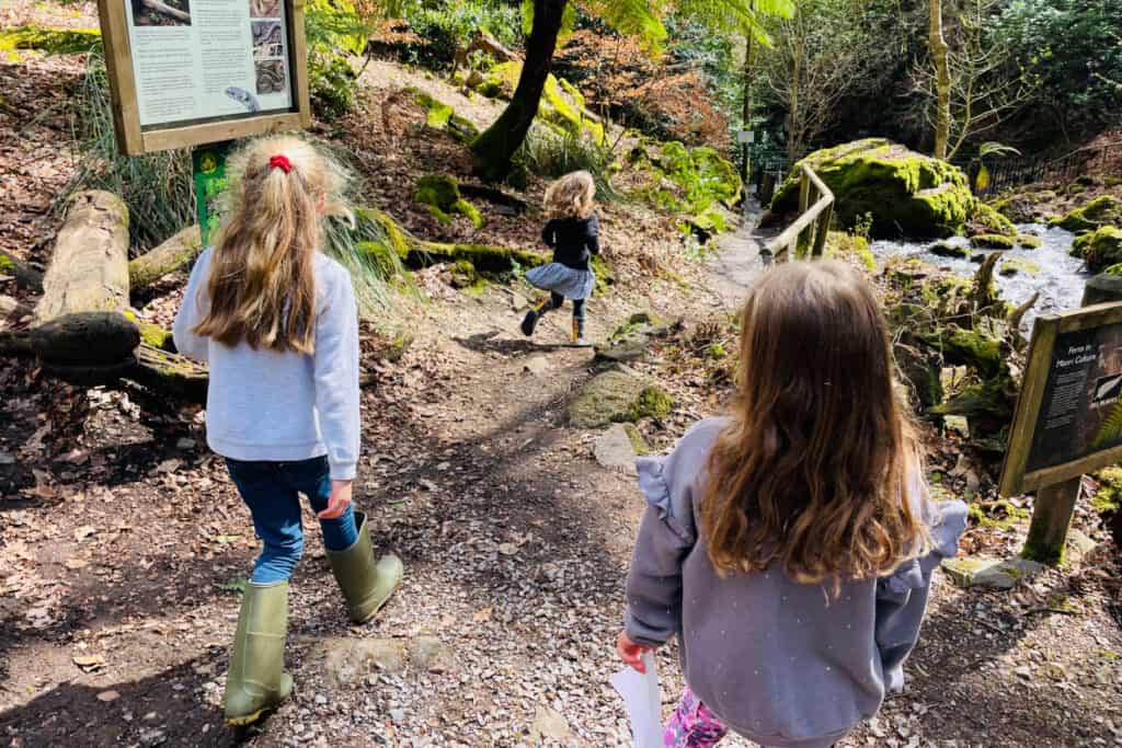 Children taking part in an Easter trail at Canonteign Falls