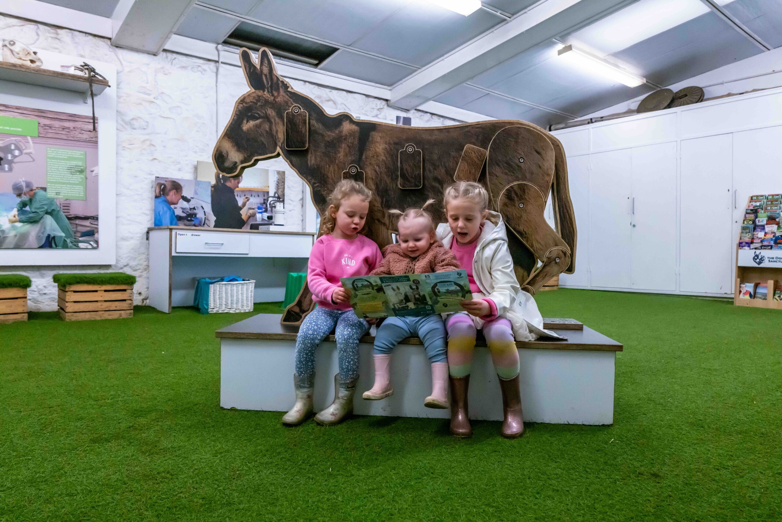 Laura Churchill and her husband Dan with their daughter Millie joined by friends Jess and Dan Davies and their girls Delilah and Emily have a go at the trail