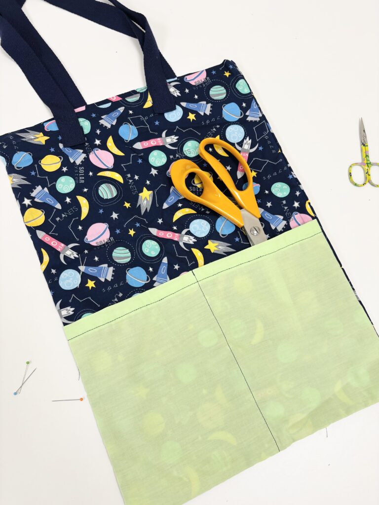 Handmade space themed tote bag