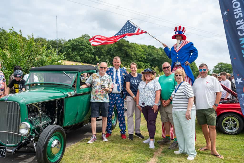 Cofton Holidays American Car show exhibit and visitors