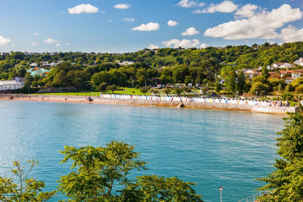 Overlooking the beautiful coastline at Goodrington Sands Devon England UK