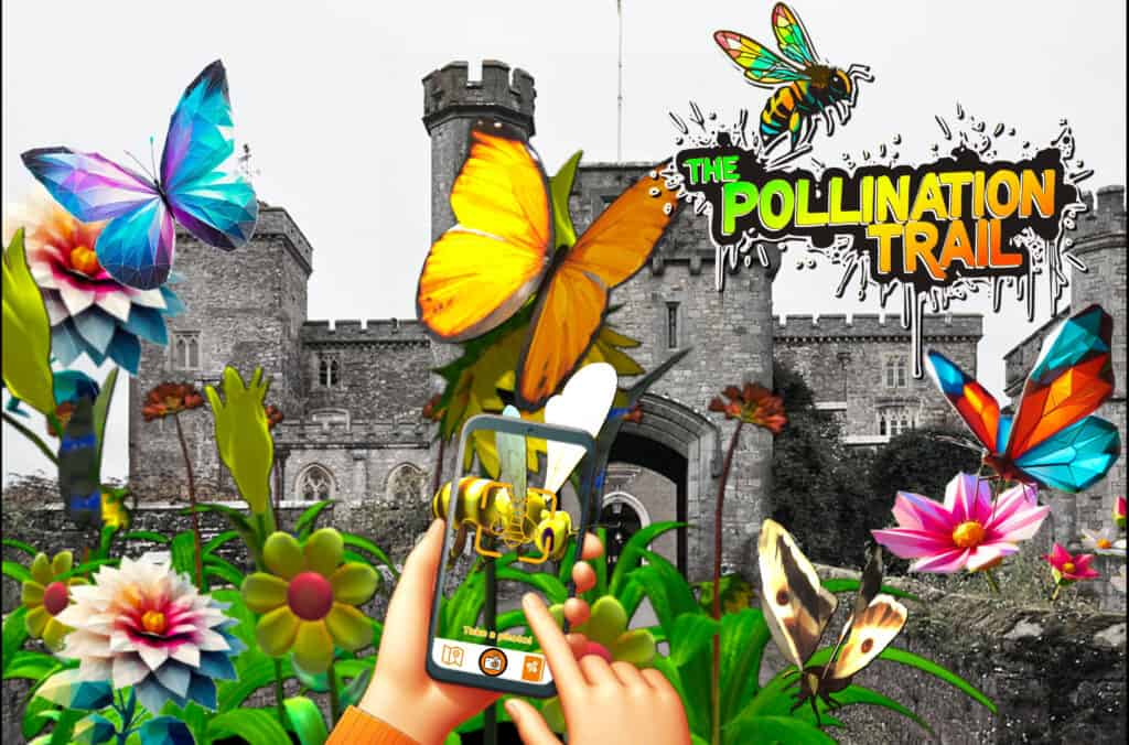 A graphic representing the AR trail at Powderham Castle